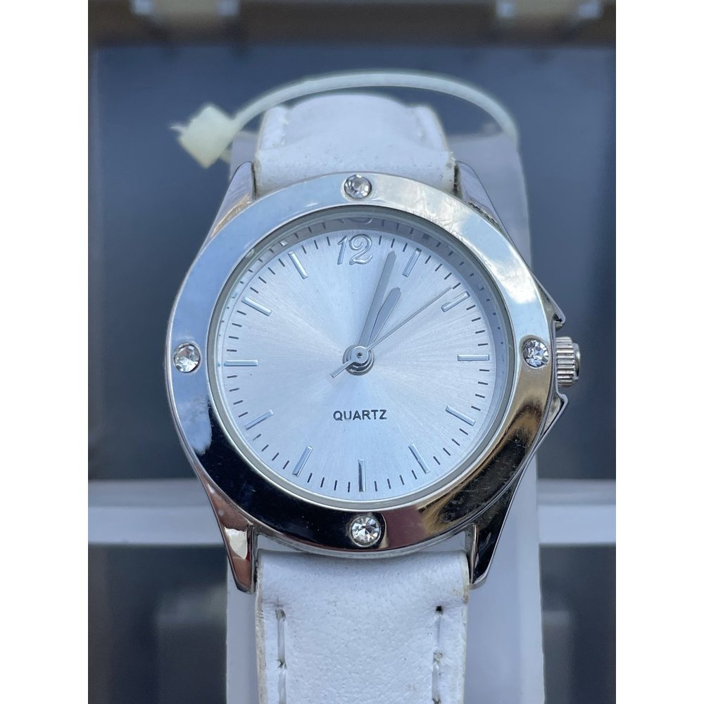 White Quartz Woman's Watch Silver & Gems
